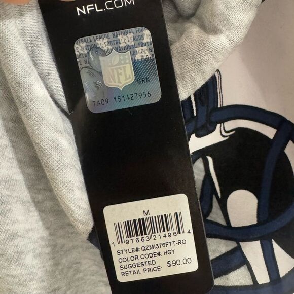 NFL Team Apparel Tennessee Titans gray logo full zip hoodie size medium NWT - Picture 7 of 9